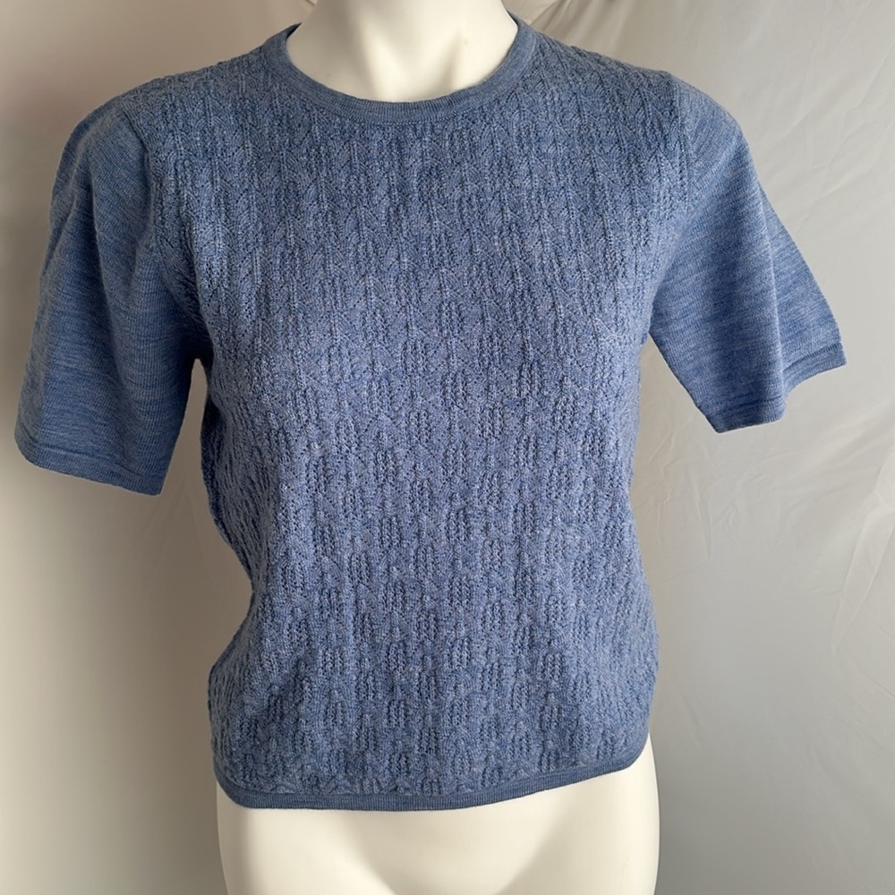 Pendleton Light Blue Textured Knit Short Sleeve P… - image 1